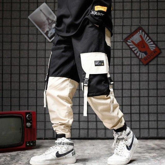 Pantalon cargo homme noir / blanc nagano