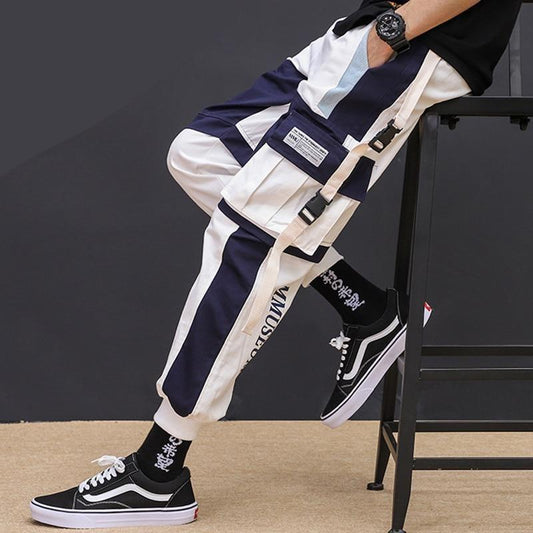 Pantalon cargo homme blanc / bleu &#8221; San Antonio &#8221;