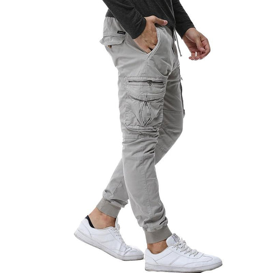 Pantalon cargo chevilles élastiques poches zippées