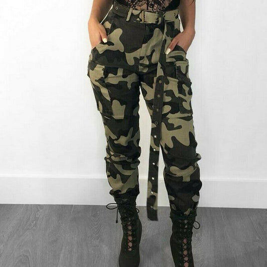 Pantalon cargo femme avec ceinture