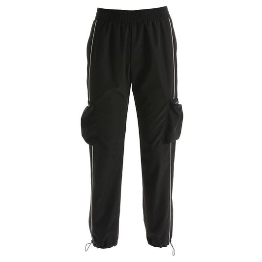 Pantalon cargo femme avec double bande blanche