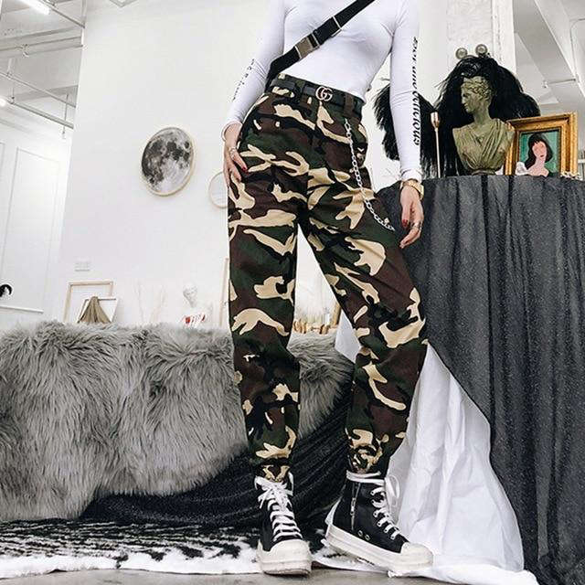 Pantalon cargo femme beige vintage