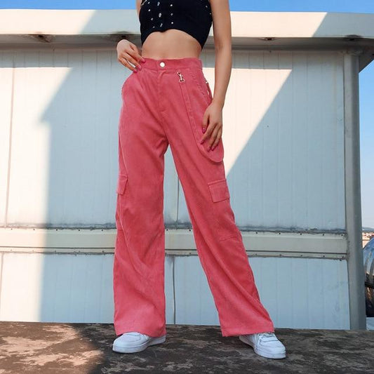 Pantalon cargo femme large avec bretelle