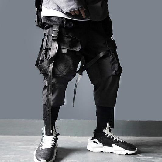 Pantalon cargo homme avec ruban noir