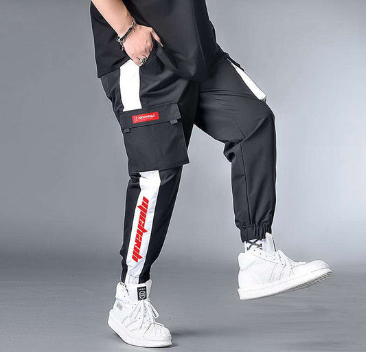 Pantalon cargo homme bande blanche