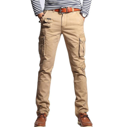 Pantalon cargo homme beige petite poche