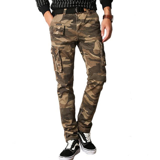 Pantalon cargo homme camouflage marron