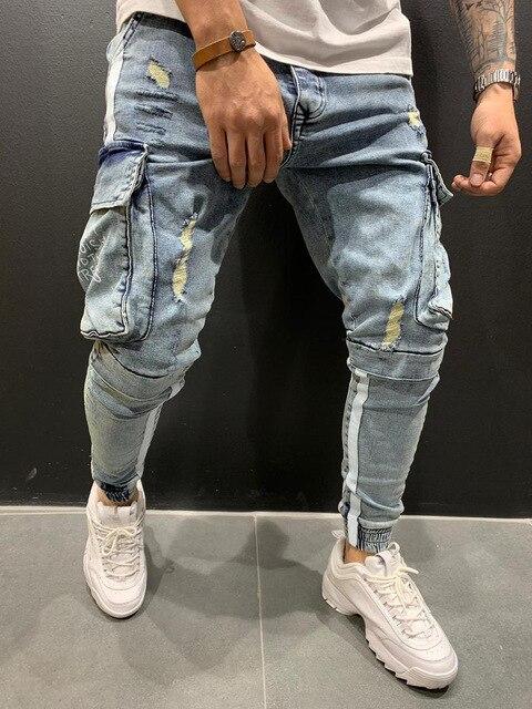 Pantalon cargo homme double bandes