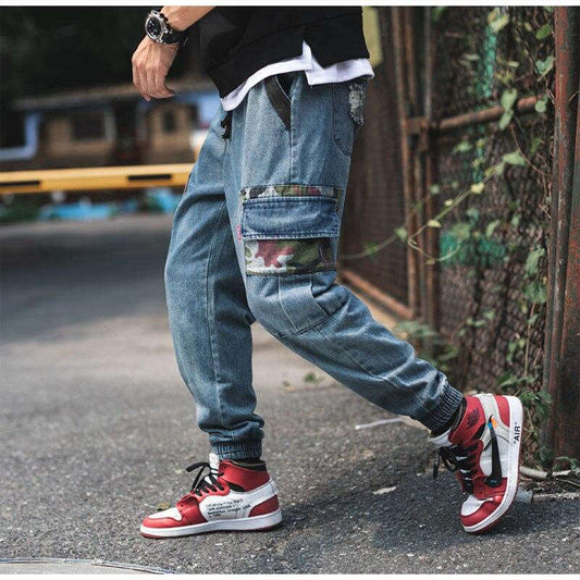 Pantalon cargo homme jogging effet jean militaire