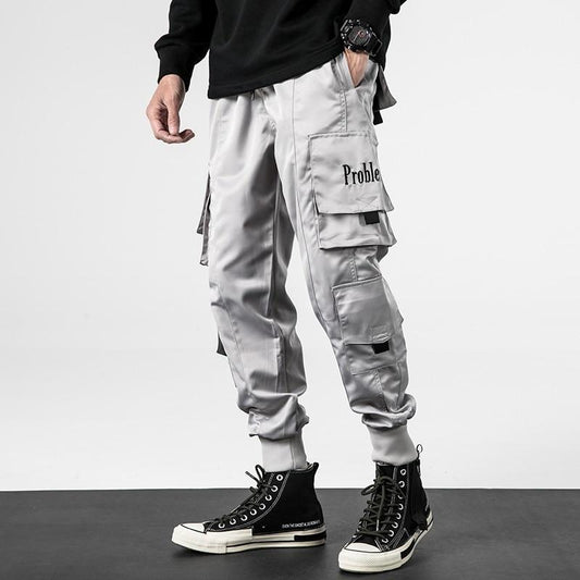 Pantalon cargo homme mode casual gris