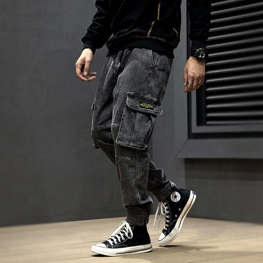 Pantalon cargo homme noir délavé