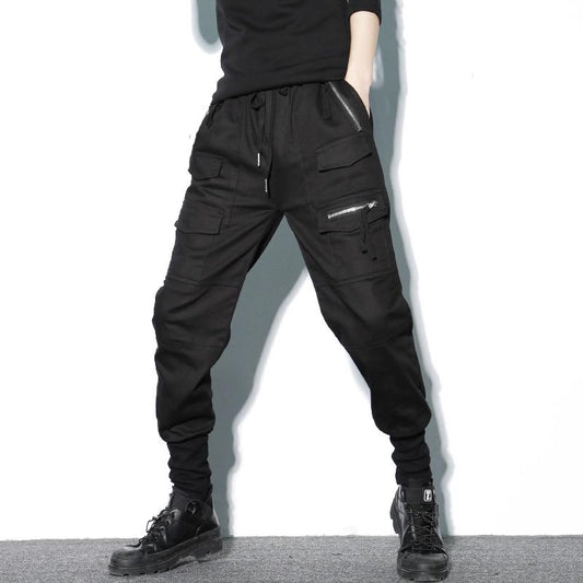 Pantalon cargo homme noir poche en fermeture