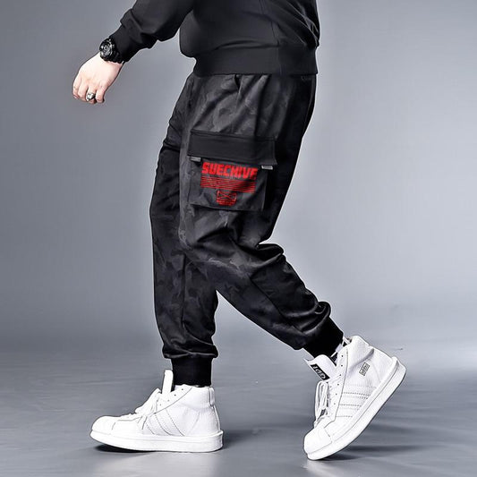 Pantalon cargo homme treillis noir