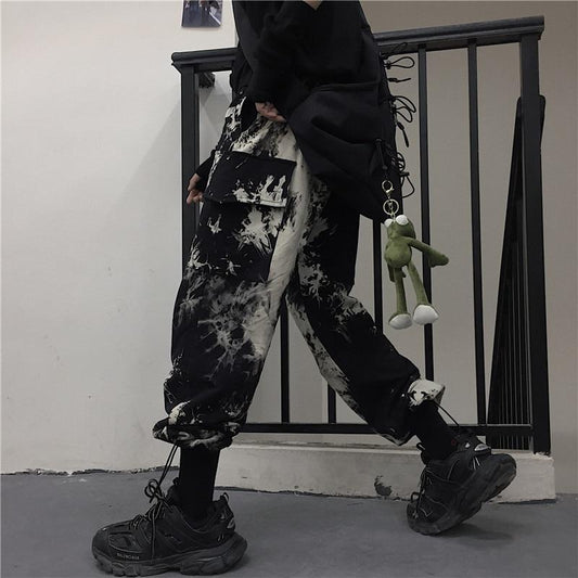 Pantalon cargo femme black/white